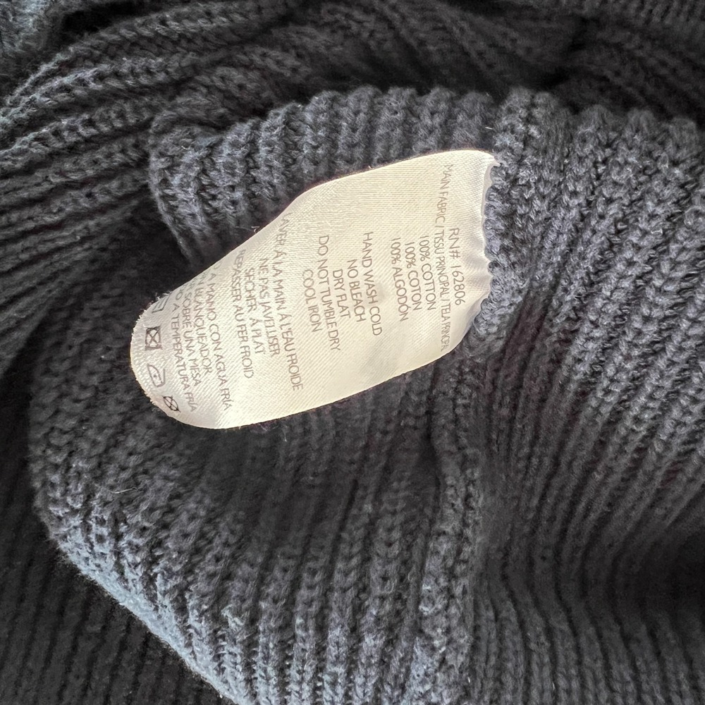 Ribbed‎ Knit Mock Neck Sweater Blue Minimalist Pullover thick knit Medium - Picture 3 of 5
